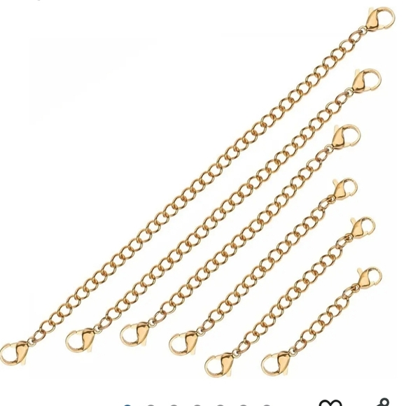 Gold Tone Overlay Sterling Silver Chain Extender Set of 5 - Picture 2 of 4